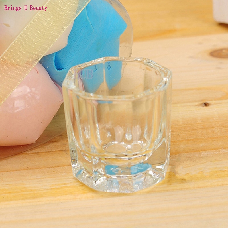1 Stk/partij Acryl Liquid Powder Glas Dappenglaasje Kristallen Glazen Beker Deksel Kom Voor Acryl Nail Art Cleartransparent Kit