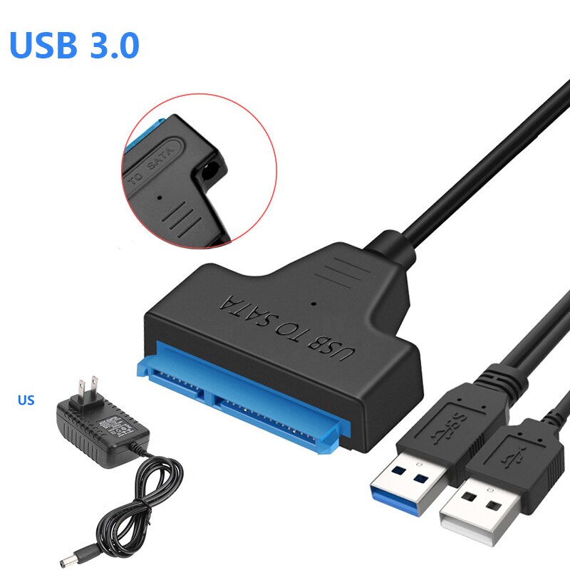 USB 3.0 To Sata Adapter With Power Supply EU US UK For 2.5 3.5 Inch SSD HDD Hard Drive Disk Enclosure Universal SATA Cable Box: US Plug USB 3.0