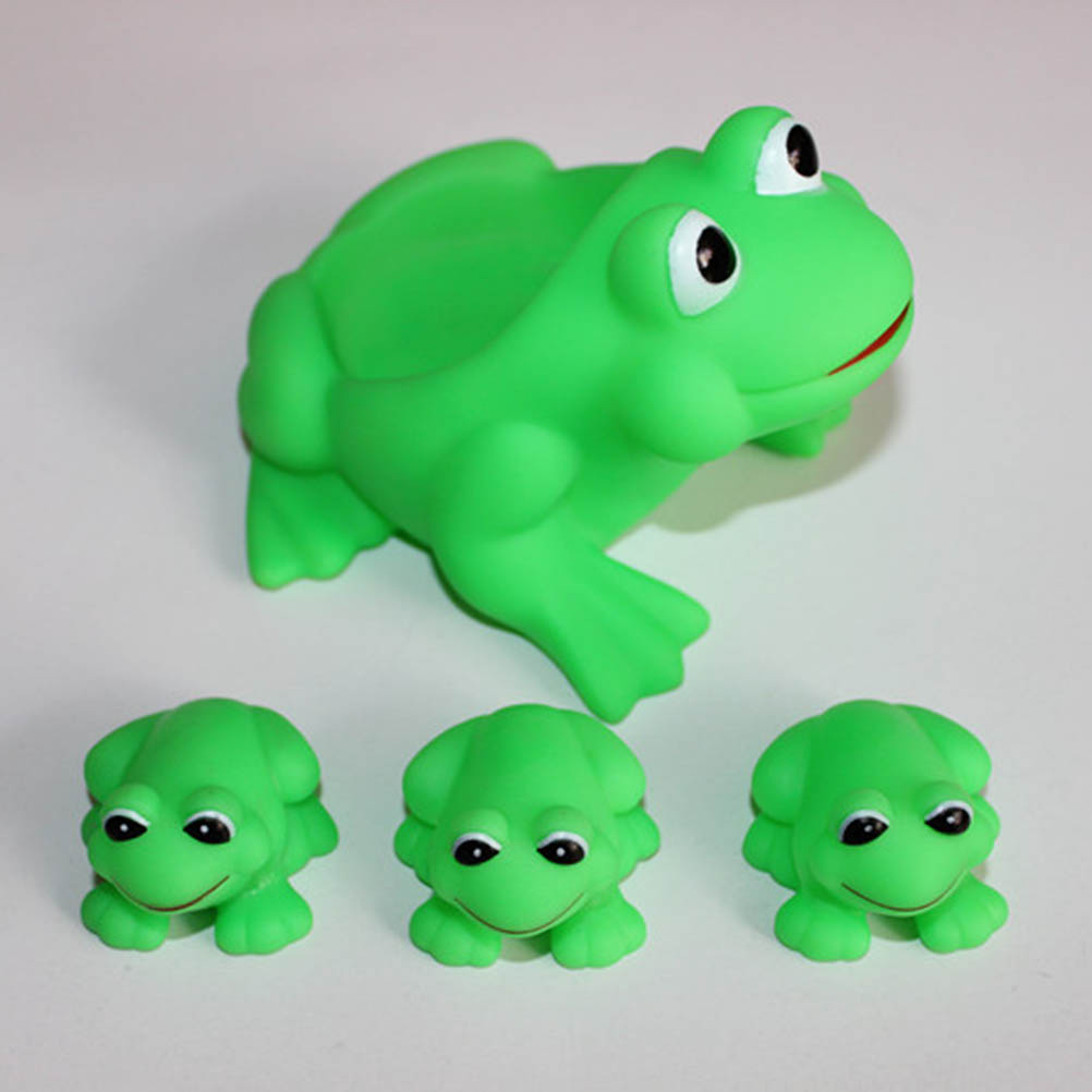 Jouet de bain flottant pour bébé, 4 pièces/lot, grenouille, eau de bain, son de pression, couinant