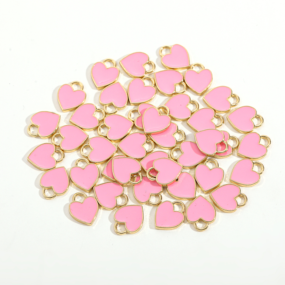 30 Stks/partij Enamel Heart Charm Cartoon Mooie Hart Mini Eenvoudige Hanger Voor Diy Kettingen Armbanden Sieraden Accessoires