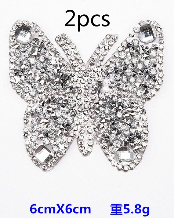 2pcs Iron On Butterfly Rhinestone Patches Thermo Stickers On Clothes Colorful Butterfly Patches can be used in T-shirt: a-2pcs