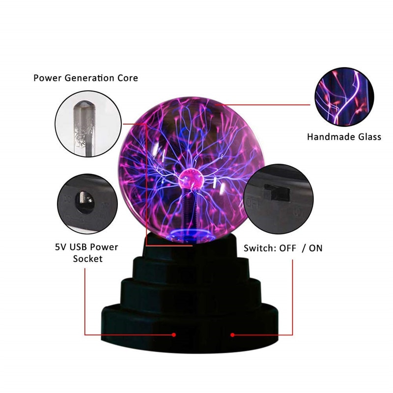 8 inch Plasma Magic Ball Lamp Touch Electrostatic Sphere Plasma Bulb Light Novelty moon Table Lamp Christmas Lighting Decor Home