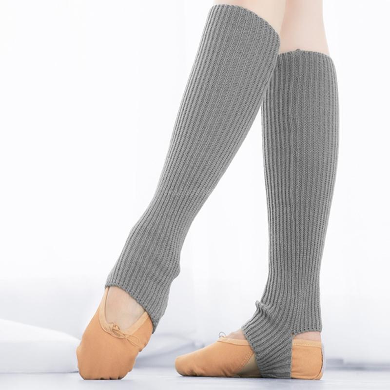 1 Pair Women Girls Ballet Dance Stirrup Leg Warmers Ribbed Knitted Solid Color Toeless Latin Knee High Socks Sleeves