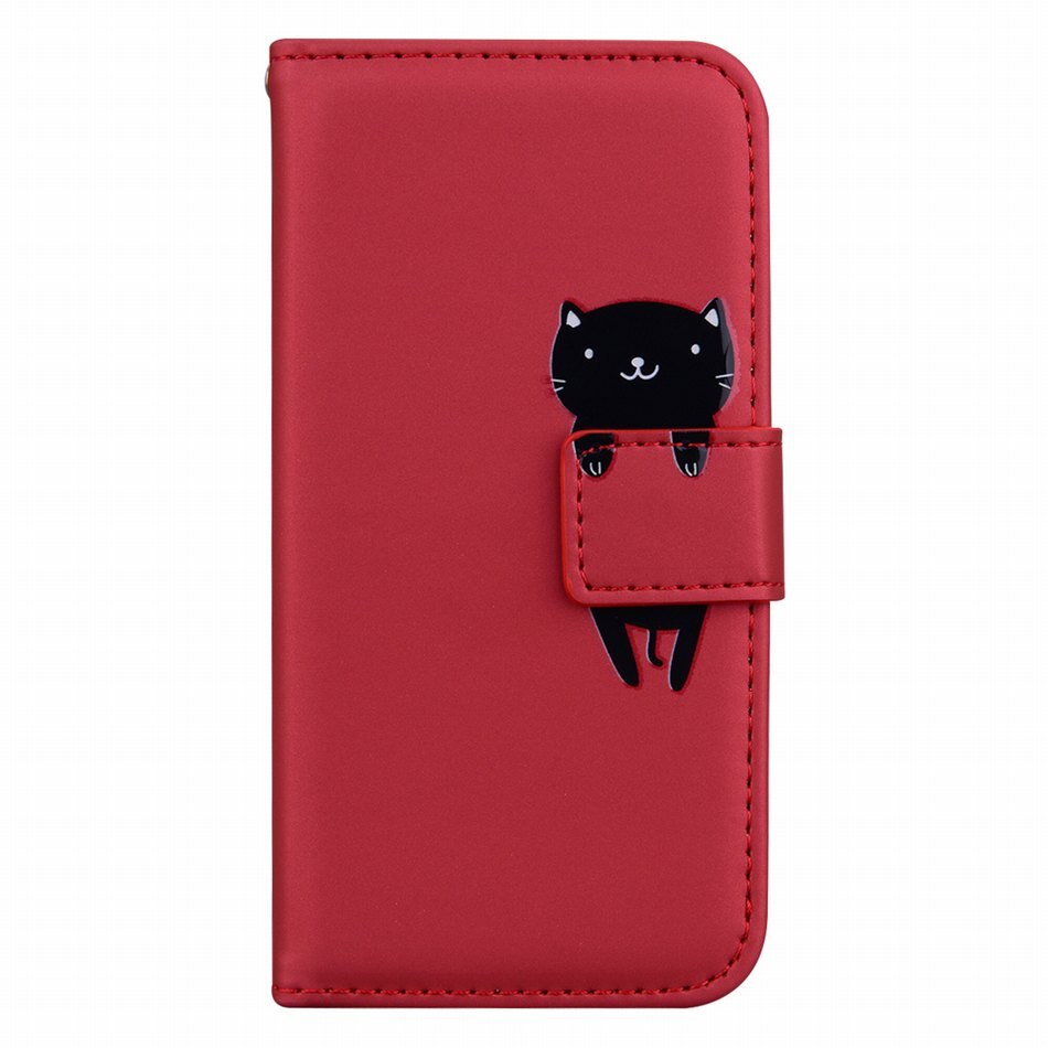 Di Cuoio di lusso Del Telefono Del Raccoglitore Per Redmi 7A Redmi 8A Cassa Del Telefono di Colore Solido Carino Pet Piccolo Animali Panda Rana Cat cane coniglio E22G: For Redmi 7A / Red