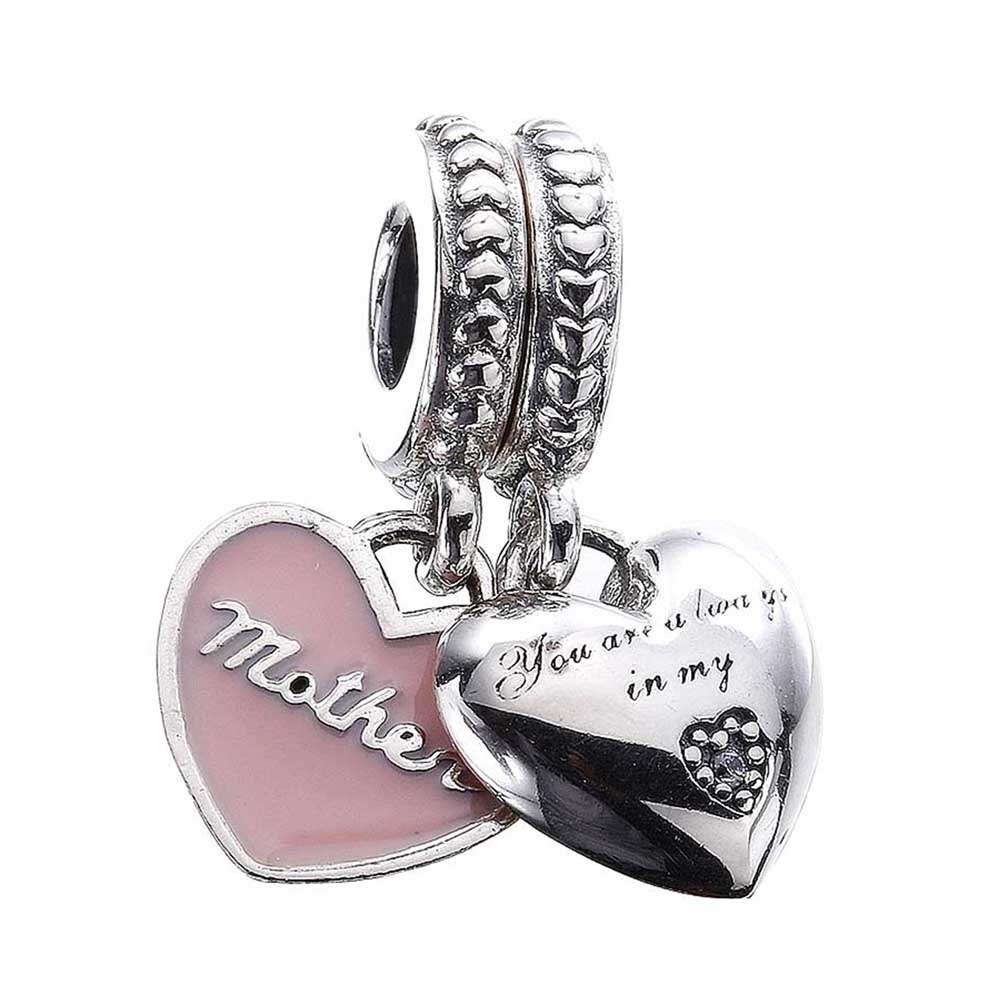 2019 100% Sterling Silver Classic Incastro Cuore-a forma di Cuore-a forma di Ciondolo In Argento con Cubic Zirconia FAI DA TE Del Pendente Dello Smalto: 2102