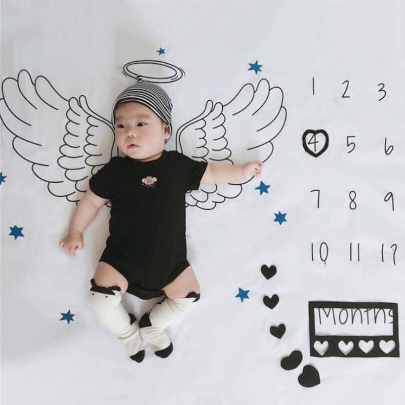 1einstellen Neugeborenen Baby Wachstum Meilenstein Decke Kostüm Fotografie Requisiten Foto Rahmen Mini Kleine Fotografie Zubehör
