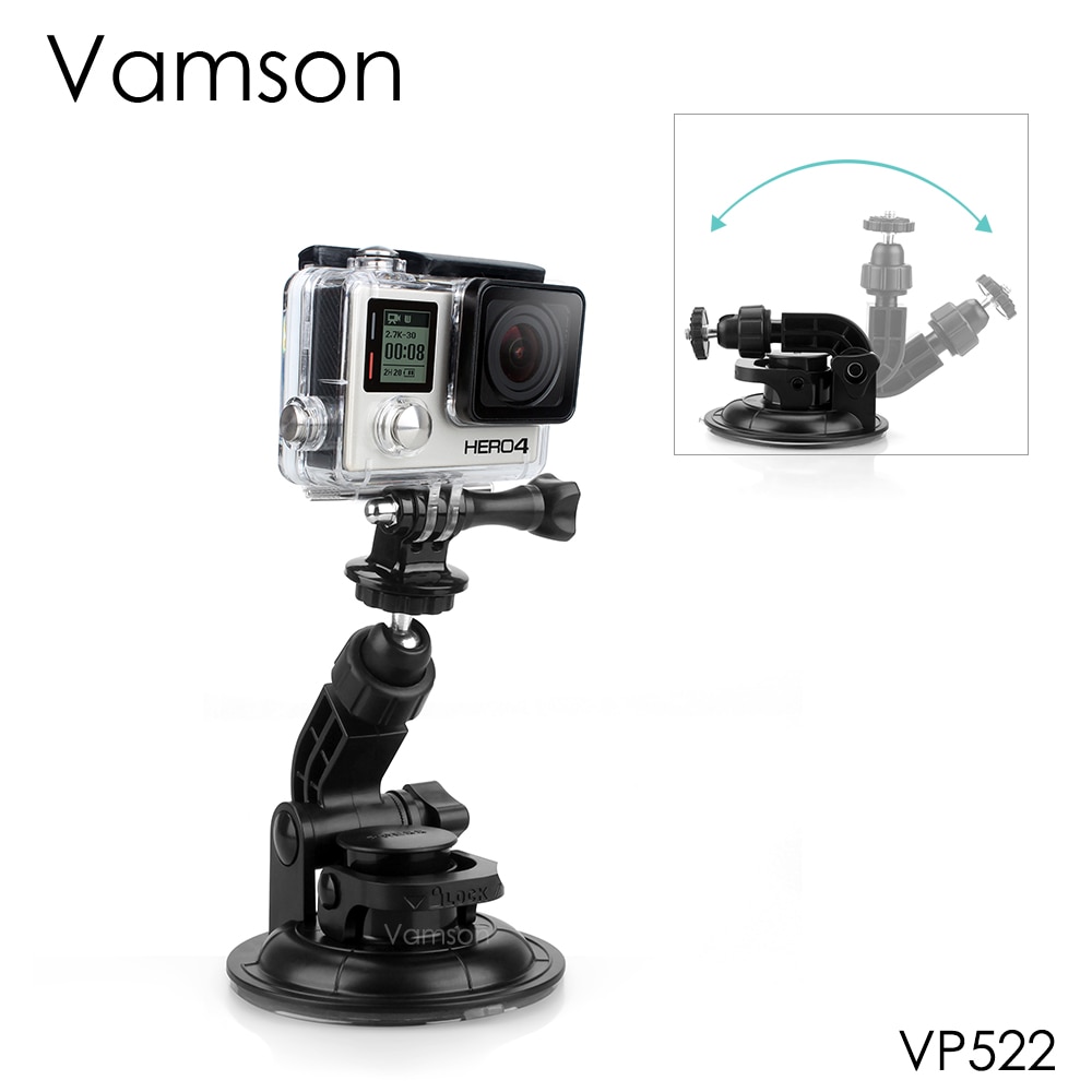 Vamson voor GoPro Hero 7 6 5 + 9CM Diameter Auto Zuignap Statief Base Mount Accessoires voor DJI OSMO Actie voor Xiaomi VP522