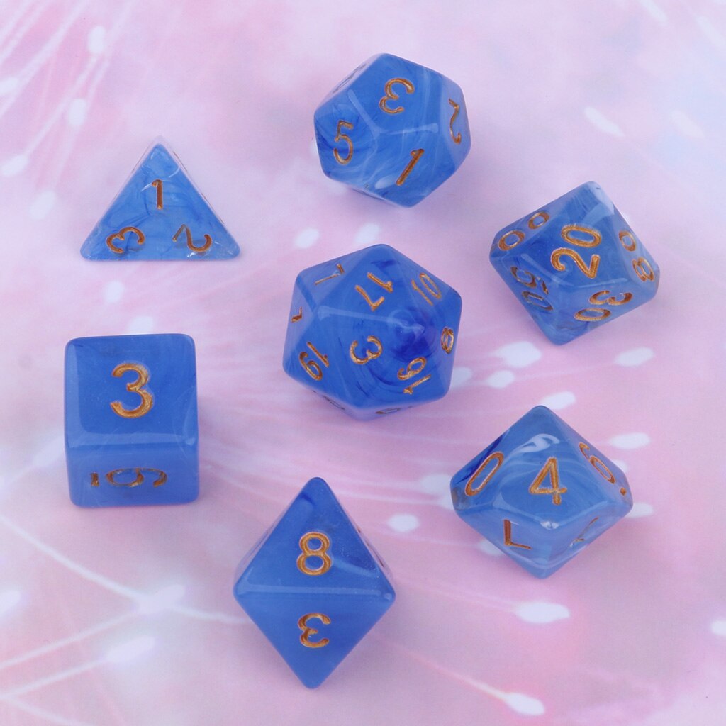 Juego de dados de 4 caras, Gema poliédrica, D4 D6 D8 D20 D & D TRPG, juego de rol: Blue