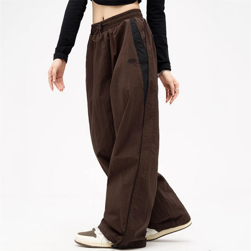 Women Baggy Harajuku Cargo Pants Streetwear Hip Hop Wide Leg Pant Parachute Sweatpants Techwear Joggers Oversized Y2K Trousers: L / Brown