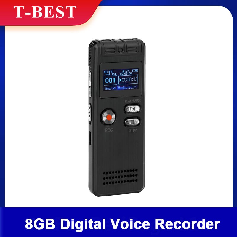 8Gb Digitale Voice Recorder Voice Activated Recorder MP3 Speler Hd Opname Ruisonderdrukking Dual Microfoon Met Otg Functie