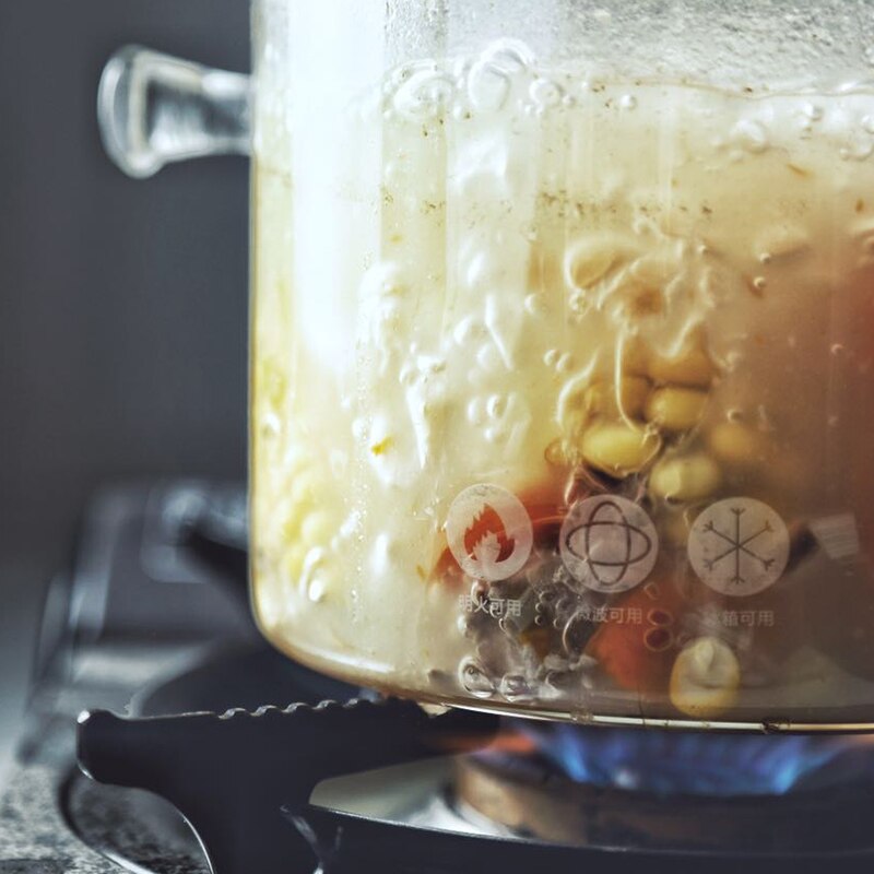 Husholdningsglassuppe grødgryde mikroovn ildopvarmning gennemsigtig varmebestandig glasskål køkkenredskaber til madlavning 1.35/1.5l