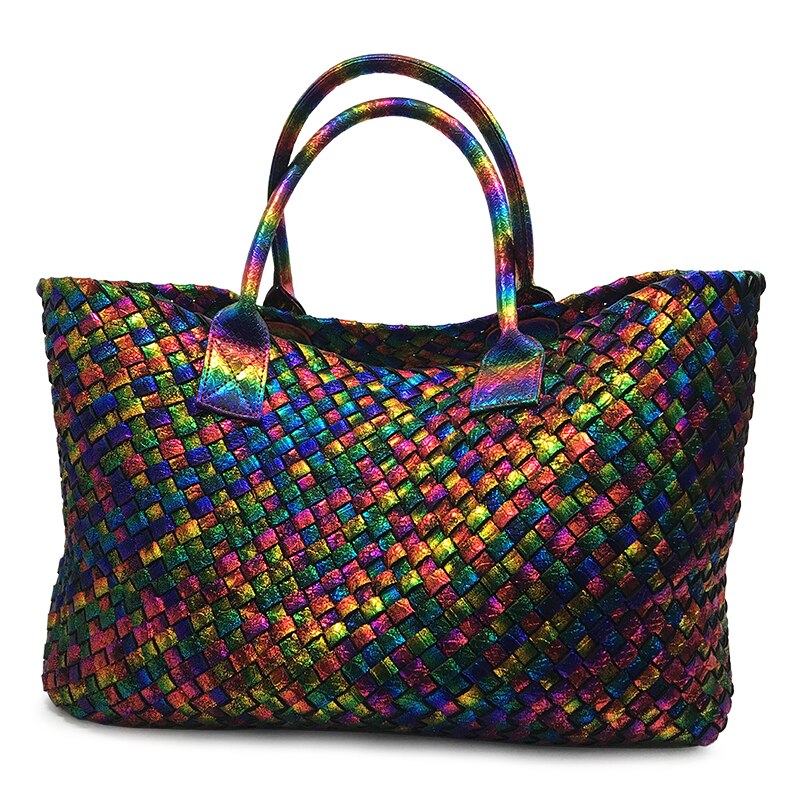 hand-woven women's bag spring summer European and American tide single shoulder vegetable basket women casual bag: caise black