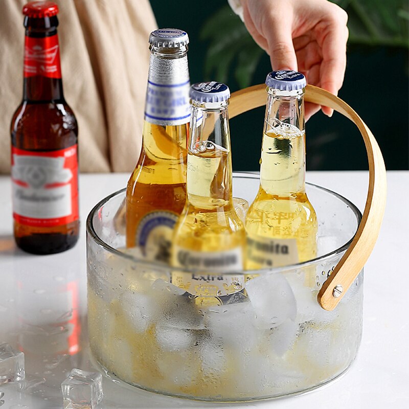 Ice Champagne Bucket Glass ice bucket Wine Chiller Bottle Ice Barrel Cooler Champagne Beer Cold Water Ice Container