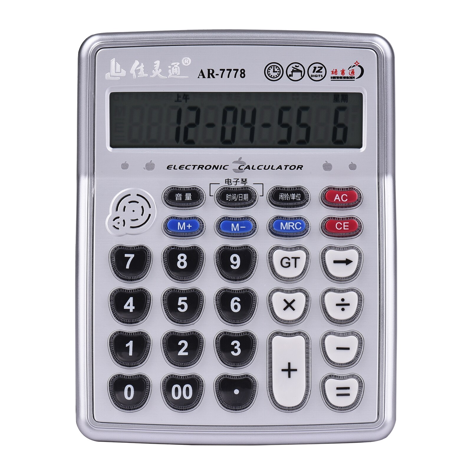 12-Digits LCD Display Musical Desktop Calculator Electronic Calculator Counter Music Piano Play Time Date Alarm Clock Function
