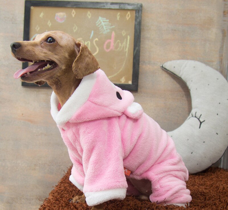 Varmt hundetøj lyserød gris cosplay kostume kæledyr hundefrakker hættetrøjer fire fødder jumpsuit efterår og vinter lastet kæledyrstøj