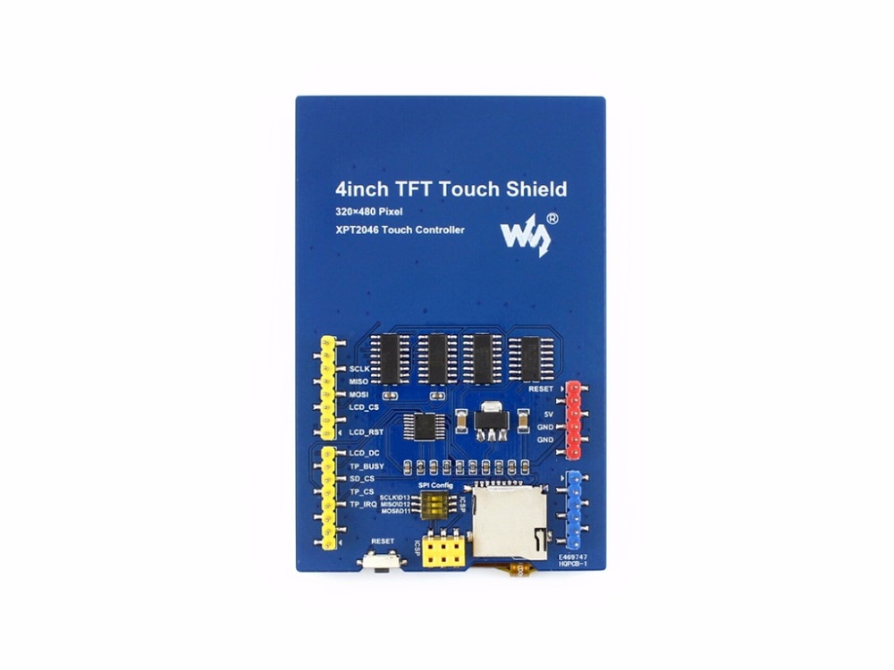 4inch Touch LCD Shield for Arduino Resistive 480x320 resolution Standard Arduino interface Controlled via SPI Micro SD slot