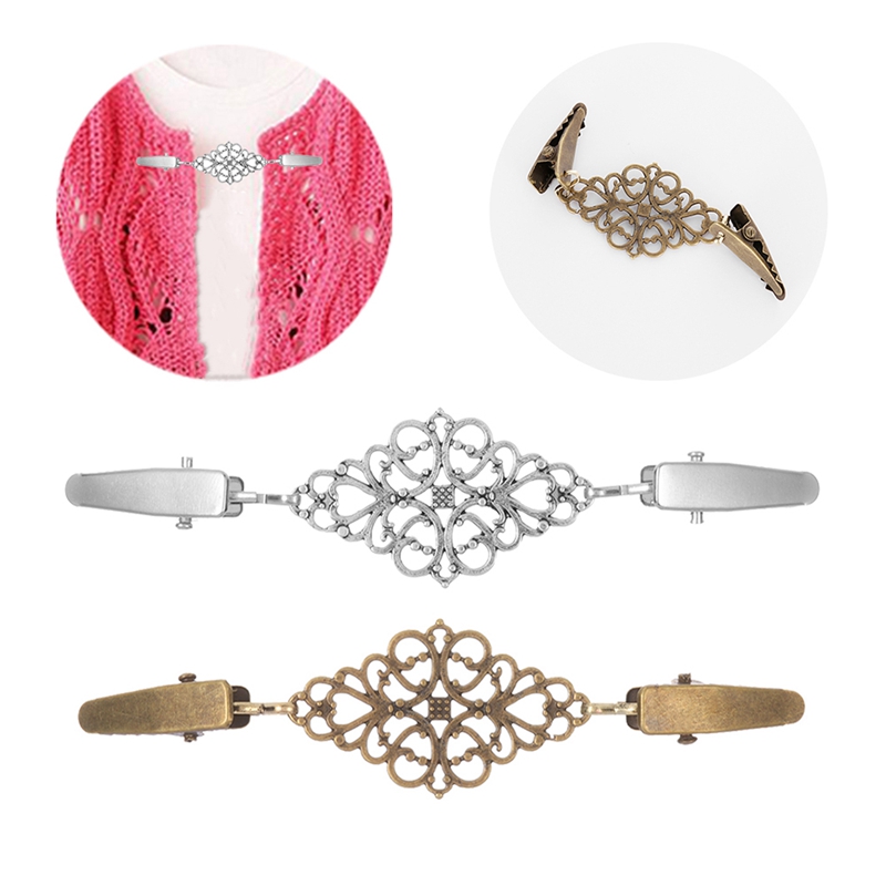 ! 2Pcs Women Cardigan Sweater Blouse Pin Shawl Brooch Clips Shirt Collar Retro Duck Clip Winter Scarf Clasps Charm Acce