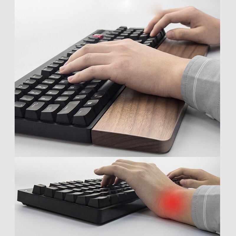 Walnut Wooden Mechanical Keyboard Wrist Rest with Anti-Slip Mat Ergonomic Gaming Desk Wrist Pad Support 61 87 104 Keys Hand Pad