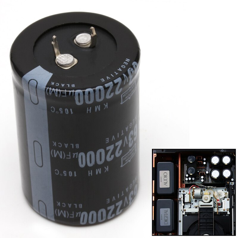 22000UF 63V Aluminum Electrolytic Capacitor 105C Dimension 35x50mm Cylindrical