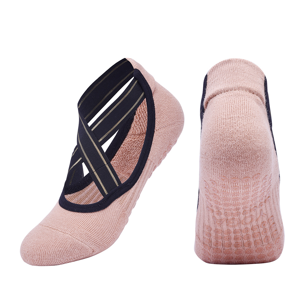 Vrouwen Bandage Yoga Sokken Anti-Slip Quick-Droog Demping Pilates Ballet Sokken Goede Grip Voor Vrouwen katoenen Sokken: Beige