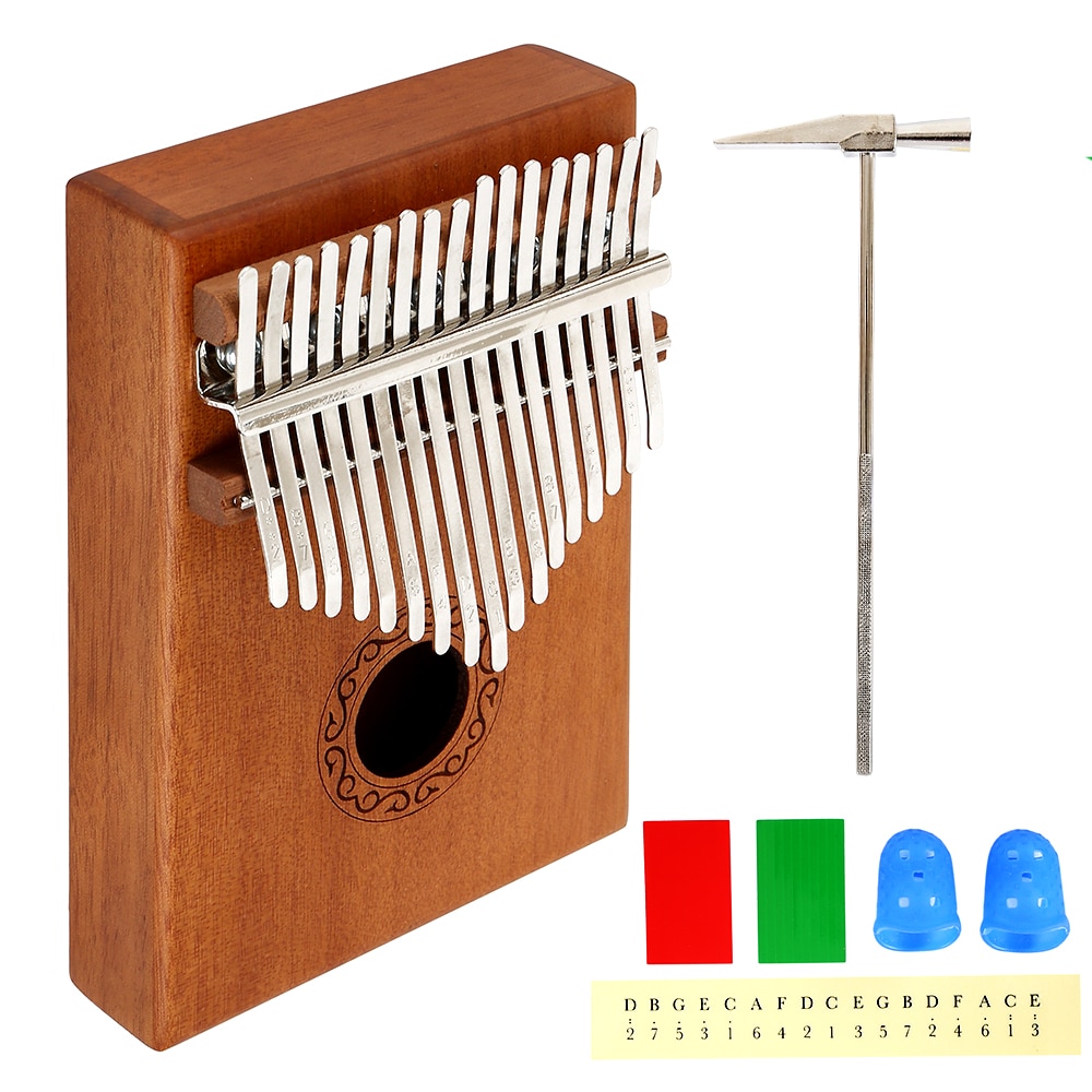 KL9-45 17 Schlüssel Kalimba Daumen Klavier Hohe Holz Mahagoni Körper Musical Instrument mit Lernen Buch Melodie Hammer