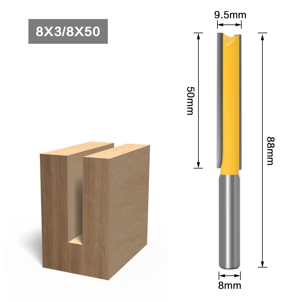 1 pc Straight/Dado Router Bit 1/2&quot; Dia. X 3&quot; Length - 8&quot; Shank Woodworking cutter Wood Cutting Tool: 8X9.52X50