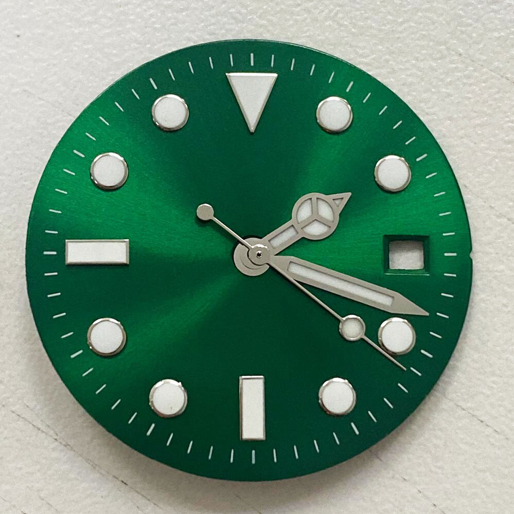 29Mm Blauw Luminouswatch Wijzerplaat + Groene Lichtgevende Handen Horloge Gezicht Vervanging Accessoires Set Voor 8215/8200/821A/2813 Beweging: GREEN
