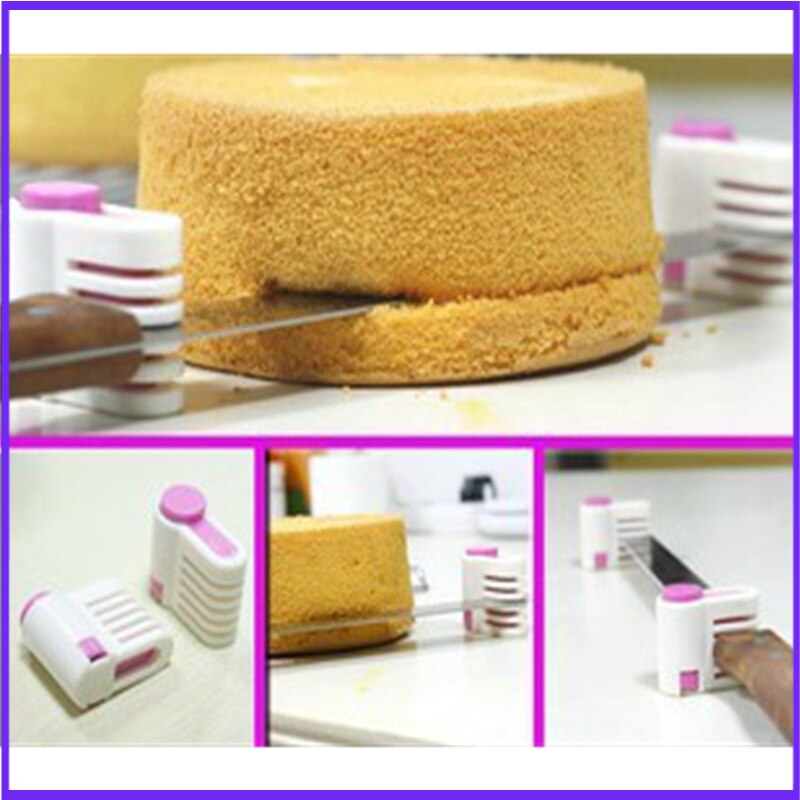 Plastic 2 Stuks Keuken Diy Cake Brood Cutter Leveler Slicer Cutting Fixator Tool 5 Lagen Gereedschap Cake Decorating Gereedschap