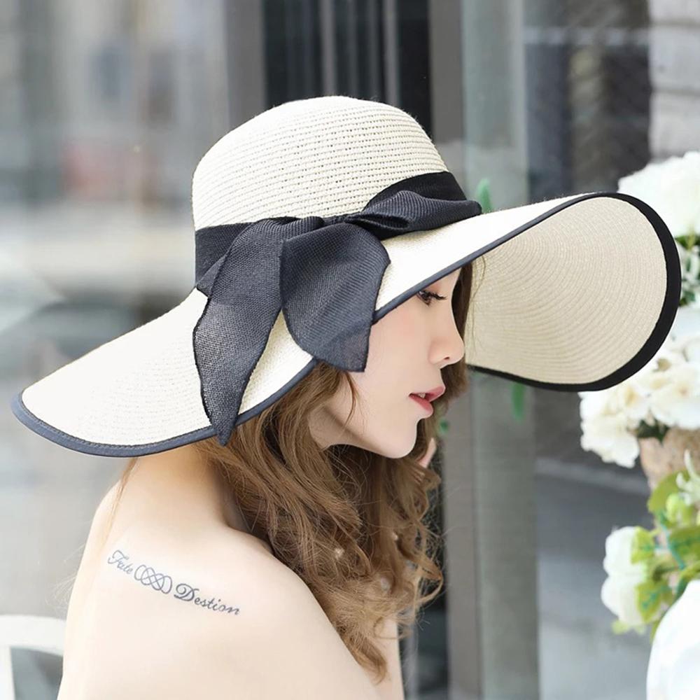 Women Straw Hats Sun Hats Wide Brim Sun Beach Straw Hats Summer Cap: 1