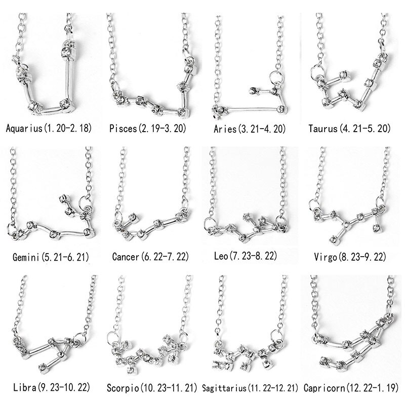 Collares del zodiaco de 12 Constelaciones para mujer, signo del horóscopo, joyería Coreana de circón, Estrella, Galaxia Libra, astrología,