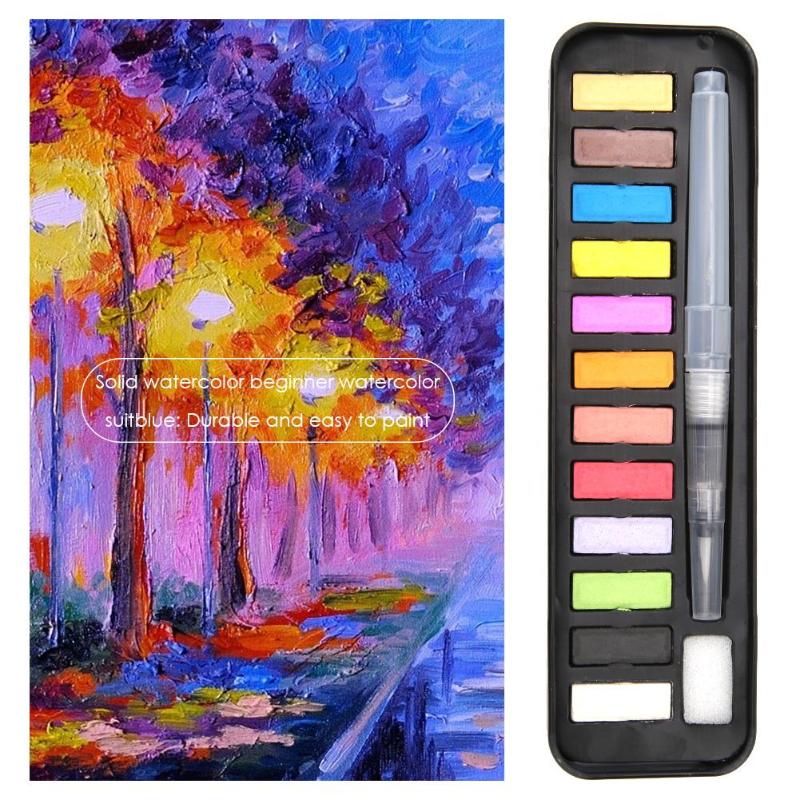 12/18/24 kleuren Aquarel Pennen Set met Absorberende Spons Duurzaam Effen Schilderen Pigment Student Art Tekening Levert
