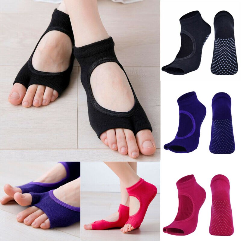 Kvinnor gym yoga strumpor halkfri delad tå fotled bomullsstrumpor massage sox barre dance casual solid mjuk ventilerande anti slip strumpor