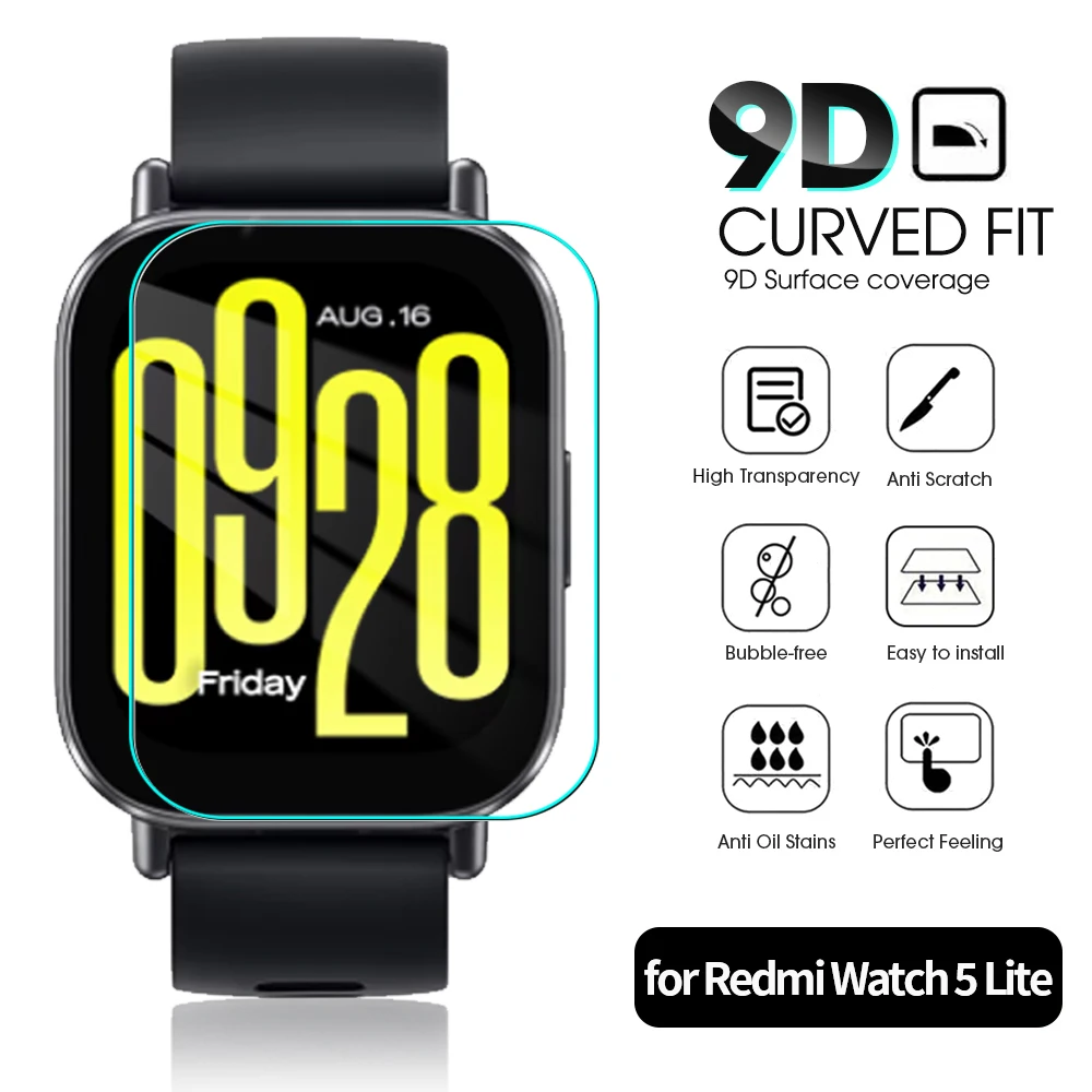Tempered Glass Watch Films for Xiaomi Redmi Watch 5 Lite Smartwatch Screen Protectors Tempered Film for Mi Redmi Watch 5 Lite