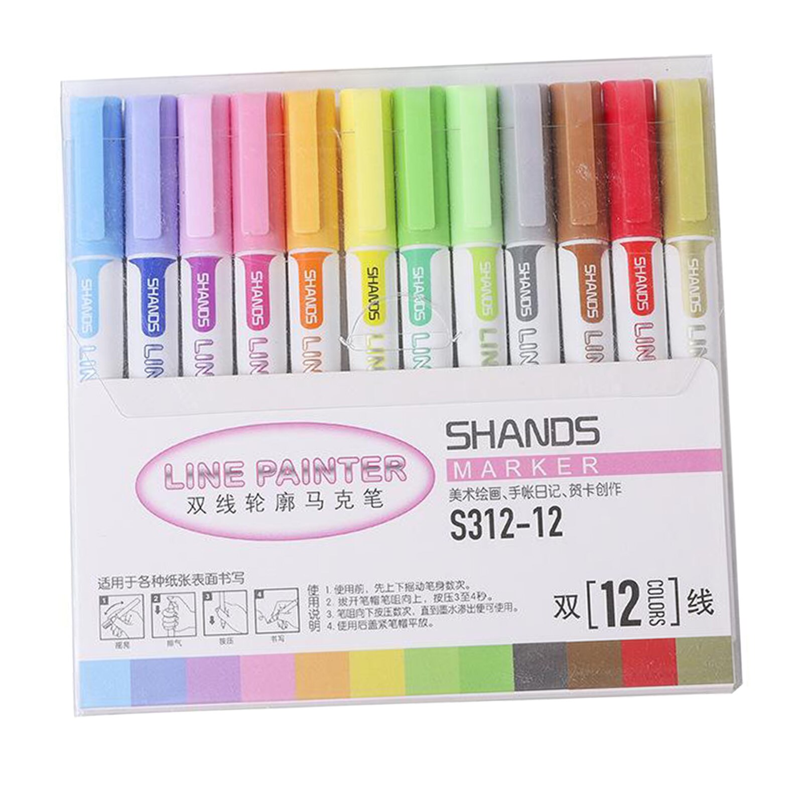 12Pcs Outline Metallic Marker Pens, Permanent Double Paint Marker Pen