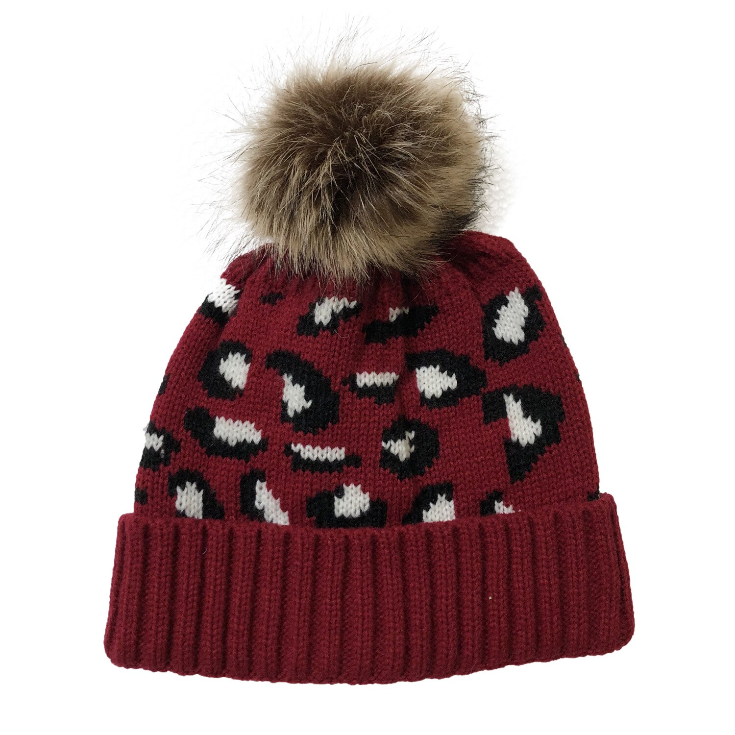 Kvindelig strikket hat leopardprint uld krøllet strik ørebeskyttelseshætte kvinder efterår vinter ørebeskyttere hat varm: 4