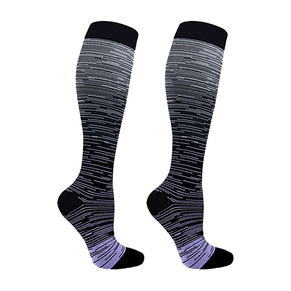 1 par voksen åndbare kompressionsstrømper nylon svedabsorberende løb sport vandring gradient farve elastiske unisex støttestrømper #n: Grå / S  m 24.5-25cm