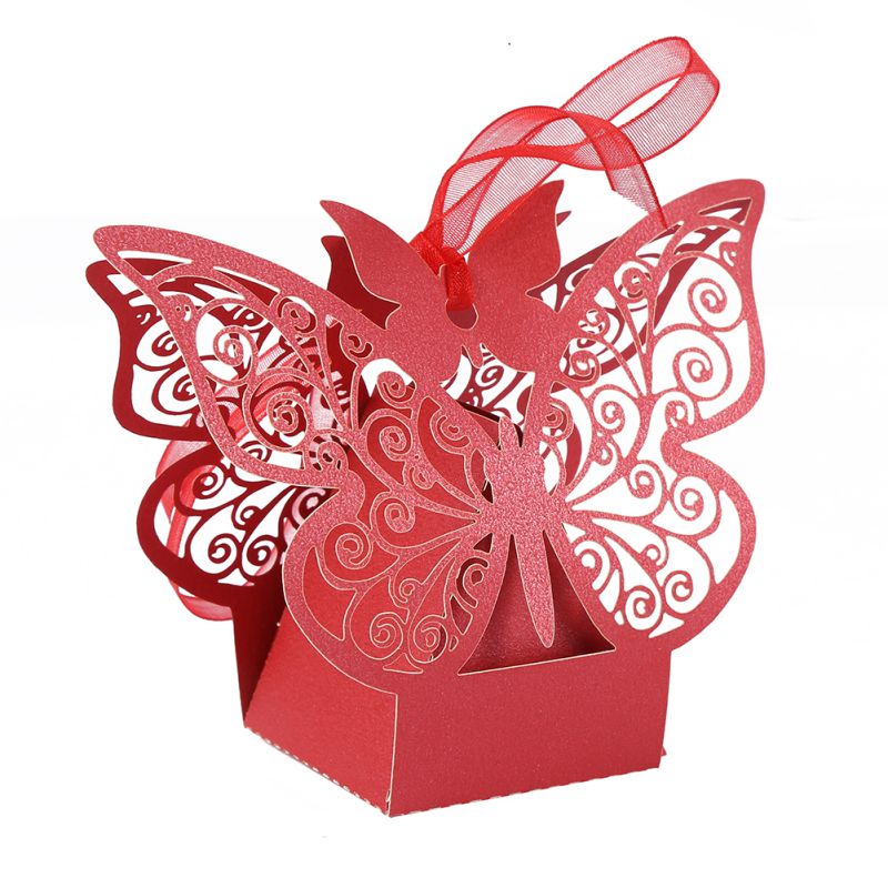 10pcs Hollow Butterfly Candy Boxes Flower Bags Wedding Favors Portable Box Party Favor Decoration