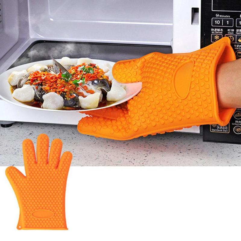 Keuken Hittebestendige Siliconen Glove Oven Pannenlap BBQ Koken Mitt Huishoudelijke Koken Handschoen