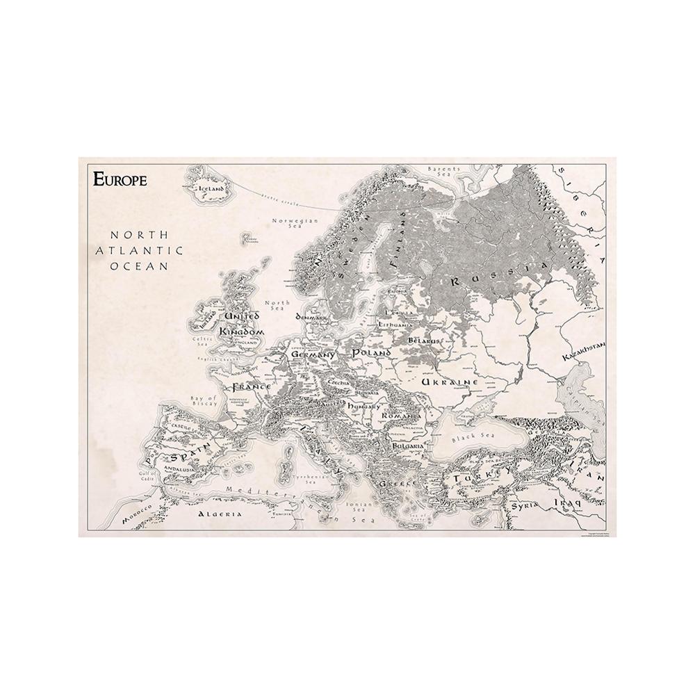 150x225cm Simple Europe Map Black White Nonwoven Decor Map For Office Home School Wall Decoration