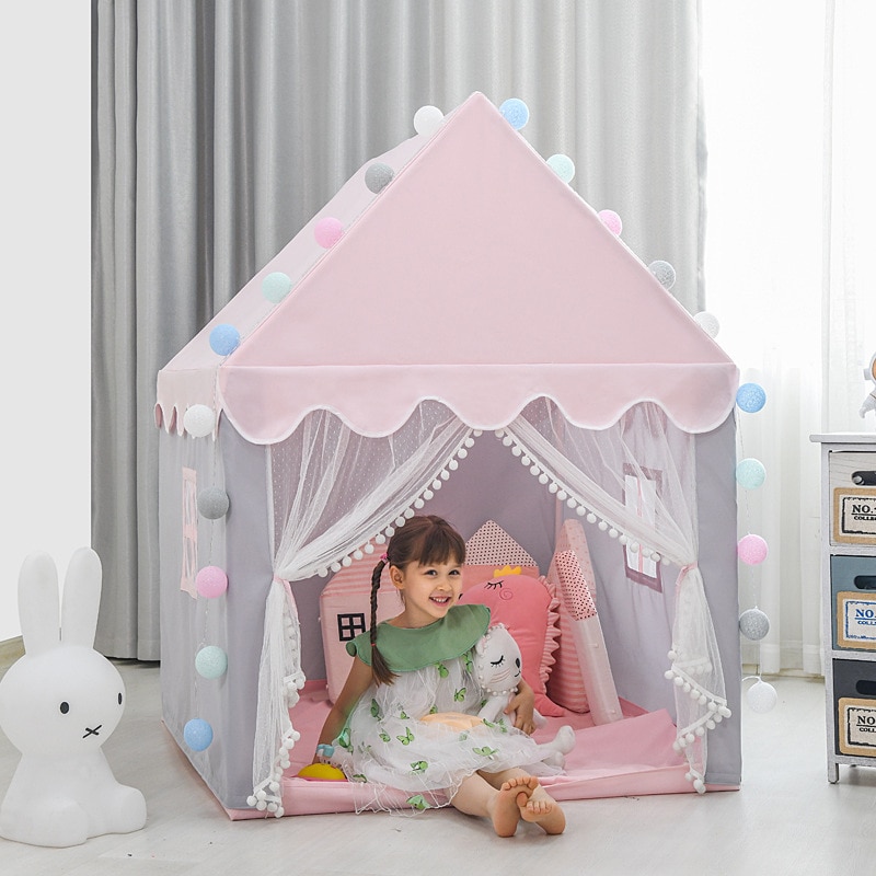 Nordique enfants jouer tente rose princesse château jouer maison Tipi Enfant intérieur bébé filles berceau baldaquin Net lit tente enfants chambre décor