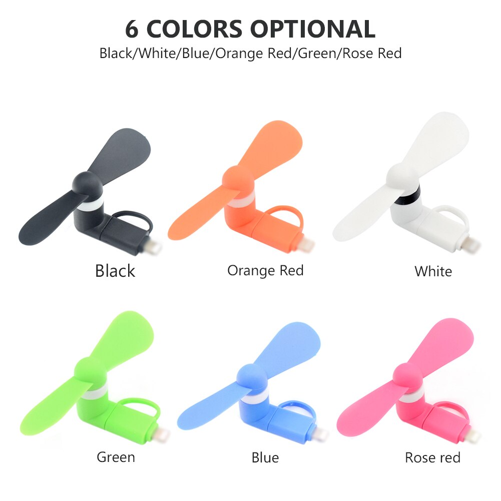 2 em 1 viagem portátil celular mini ventilador refrigerador de refrigeração para micro usb para iphone 5 5S se 6 s plus 8 pinos telefones android s6 s7