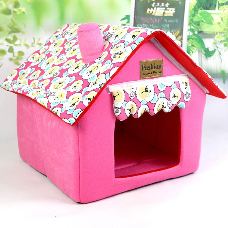 Niche pliable en forme de dessin animé | Lit pour chien, niche pour animal de compagnie, nid de chiot, niche maison pour animal de compagnie, rouge vert jaune bleu,