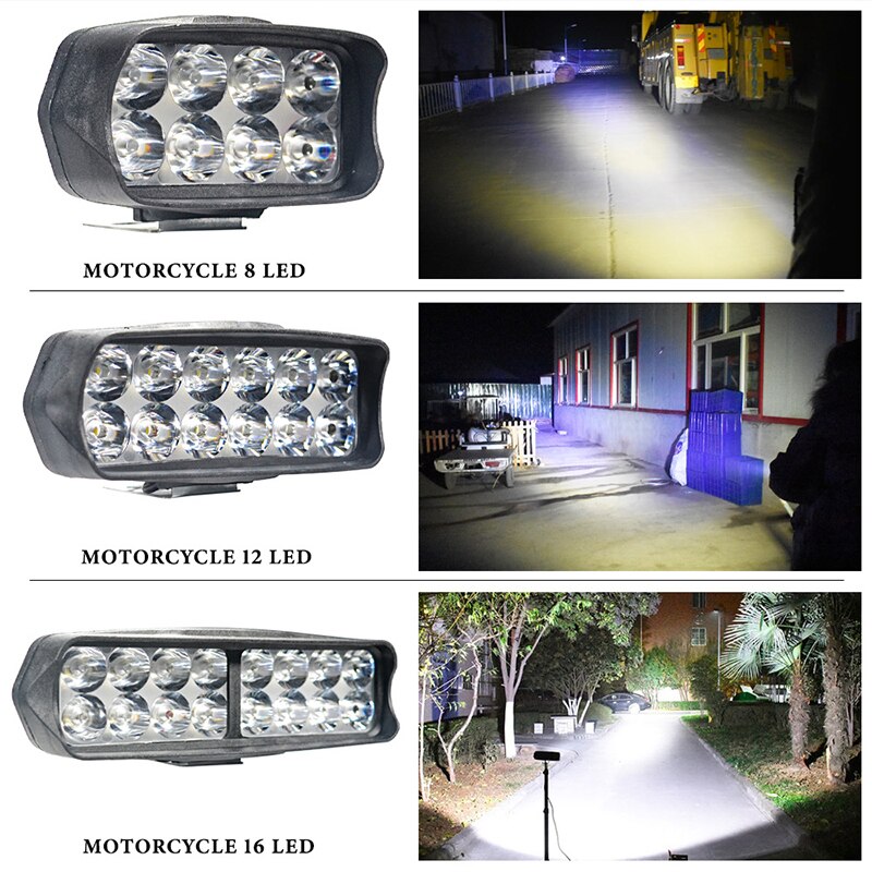 Faro de motocicleta con 8/12/16 luces LED de conducción, faro auxiliar impermeable, foco externo para Scooter, accesorios de luz antiniebla