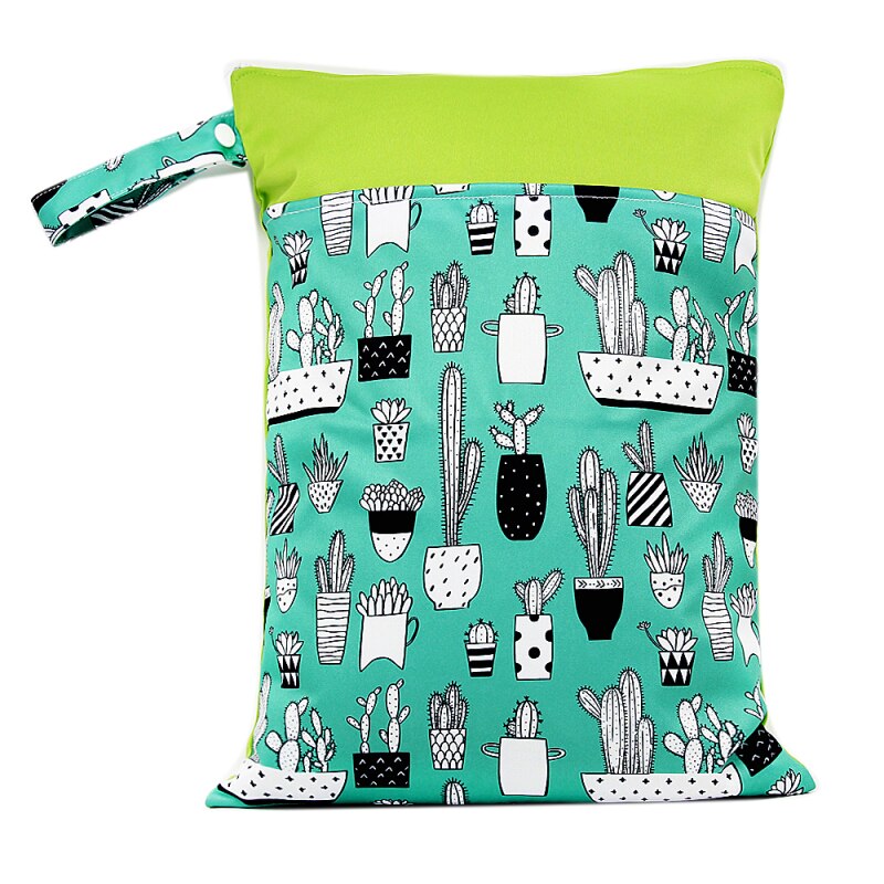 Diaper Storage Bag Waterproof Baby Carriage Storage Hanging Bag Portable Cute Print Double Zipper Diaper Stackers Pocket