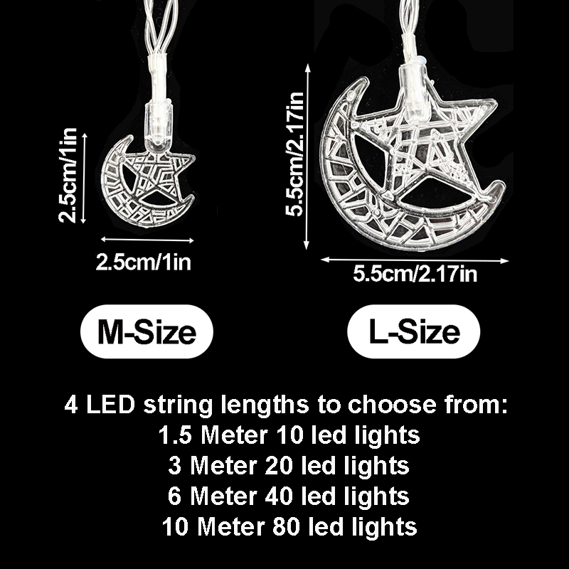 1-10M Led Lichterketten mond stern lampe Eid Mond Stern dekoration Hängen String licht leuchtende Sterne Mond ramadan hause dekoration