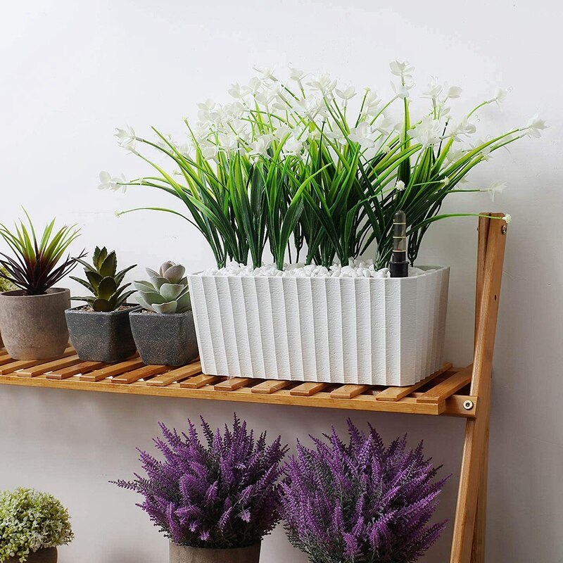 2PCS Self Watering Window Box Plastic Planter with Water Level Indicator Set Modern Decorative Plant Pot