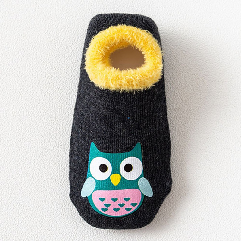 Autumn Winter Baby Socks Casual Children\'s Cute Cartoon Owl Non-Slip Cotton Floor Socks Kids Slippers: MV0128H / M