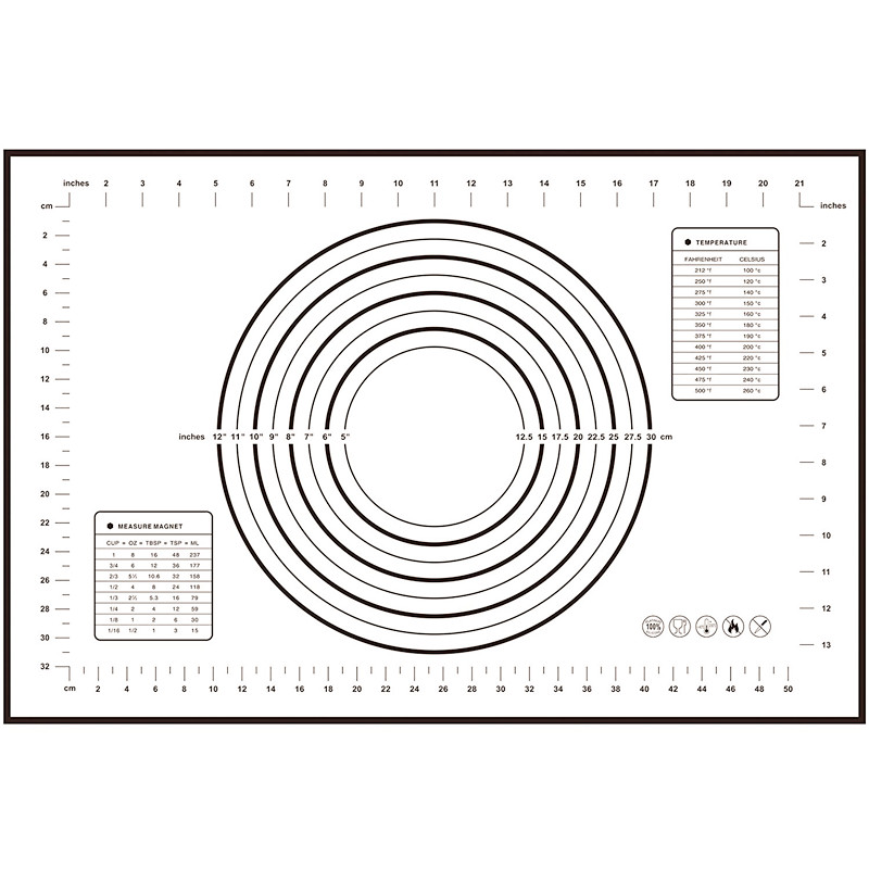 Non_Stick Siliconen Bakken Mat Vel Kneden Rolling Deeg Pad Mat Bakken Bakvormen Liners Pads Koken Gereedschap 60*40 Cm/26*29 Cm: black 40x50cm