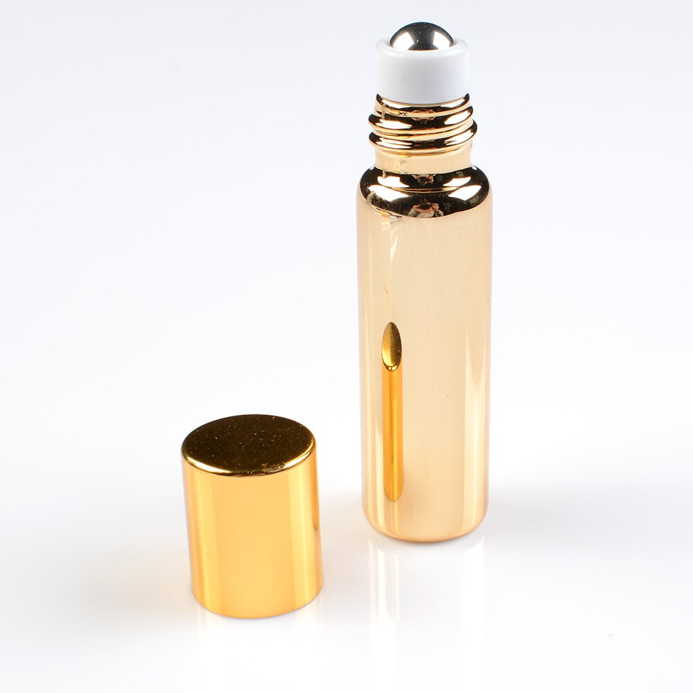 5 ML Metalen Roller Hervulbare Fles Etherische Oliën Roll-on Glazen Parfumflesjes Draagbare Mini parfum fles & Reiziger lege Par: Goud