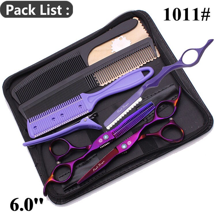 Purple Dragon 6" JP Steel Hairdresser Set Haircut Thinning Shears Hair Cutting Scissors Barber Scissors 1011# Gold: 1011 Zi K-C-6Y